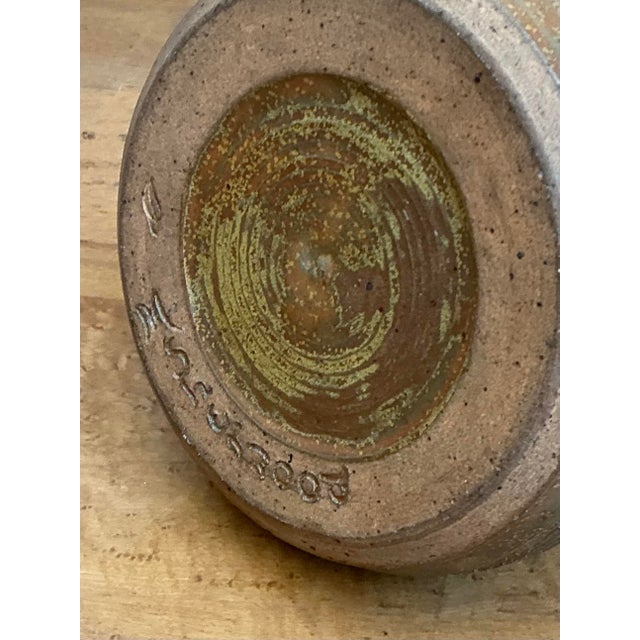 Mid-Century Modern Vintage Original Studio Pottery Scored Vase For Sale - Image 3 of 12