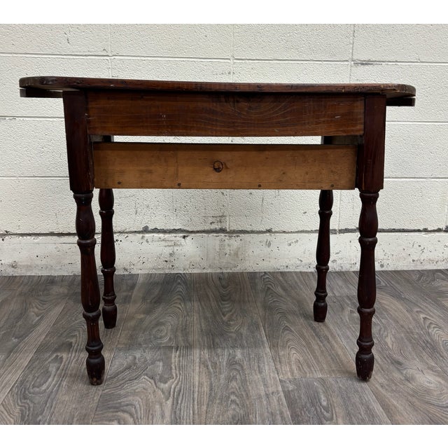 Brown Antique American Primitive Rustic Kidney Shaped Writing Desk Console Table For Sale - Image 8 of 11