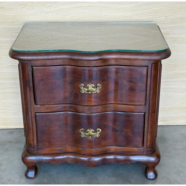 Late 19th Century Late 19th Century Pair French Solid Walnut Night Stands with two drawers For Sale - Image 5 of 18