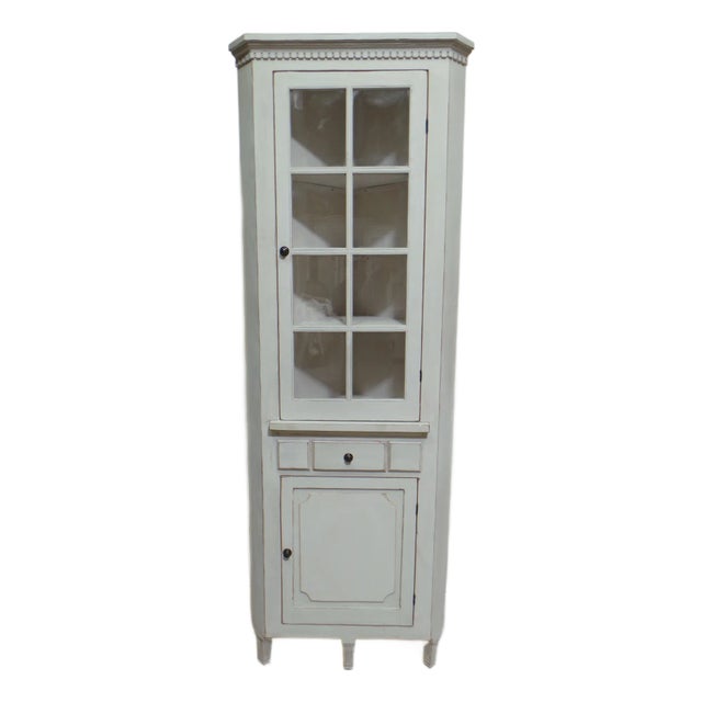 Gustavian Style Glass Door Top Corner Cabinet For Sale