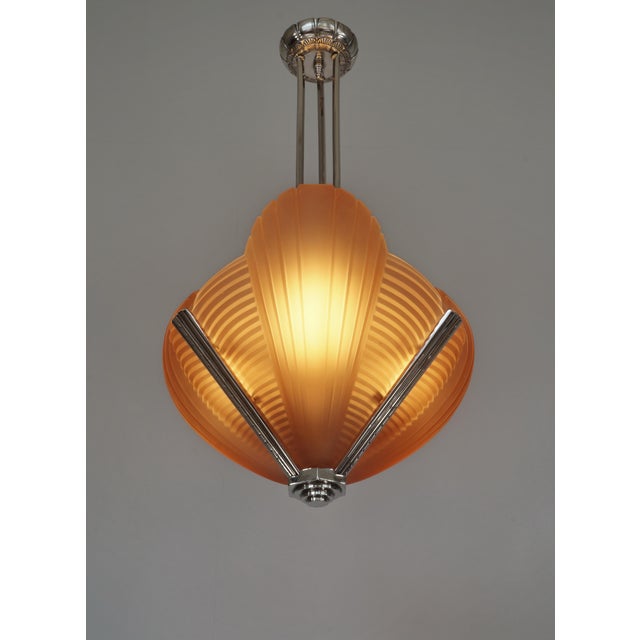 Atelier Petitot French Art Deco Chandelier by Petitot 1930 France For Sale - Image 4 of 13