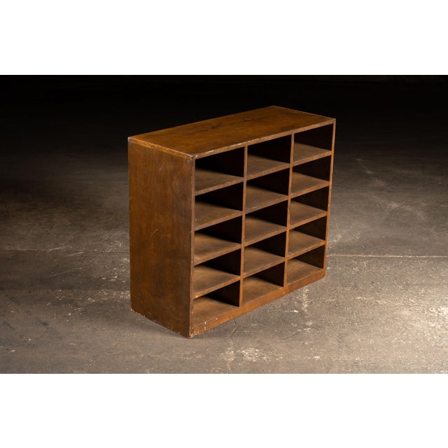 Mid 20th Century Vintage Oak Industrial Cubby Storage Cabinet With Hinged Faces For Sale - Image 5 of 7