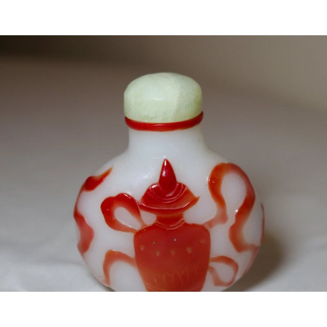 19th Century Antique Chinese 19th Century Peking Glass Jade Figural Snuff Trinket Bottle Jar For Sale - Image 5 of 12