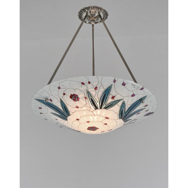 Large French Art Deco Pendant Light by Maxonade - 1930 Chandelier France For Sale - Image 9 of 15