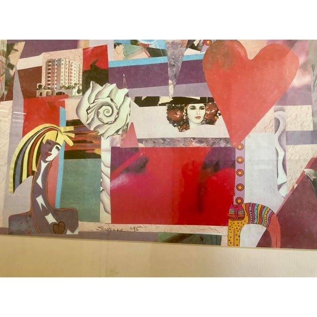 Red Abstract Collage Art Print in Silver Frame and Signed by Artist For Sale - Image 8 of 8