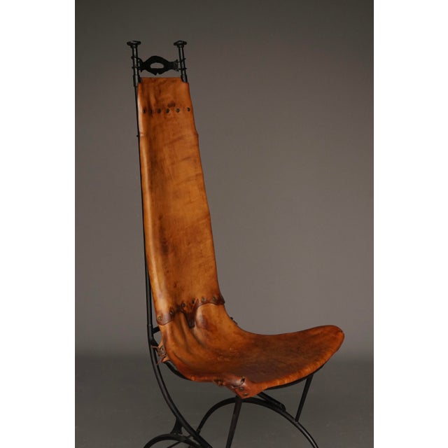 Metal Iron & Leather Side Chair from Sido and François Thévenin, 1980s For Sale - Image 7 of 16
