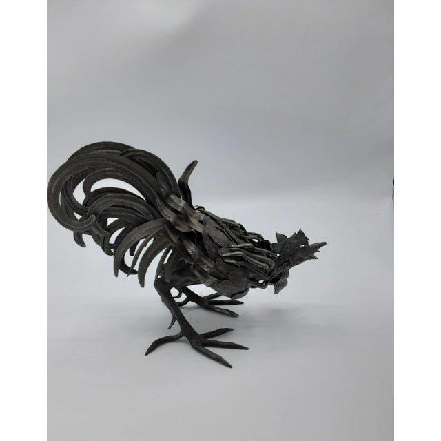 Mid 20th Century Set of 2 Vintage 20th Century Sheet Metal Rooster Figurines For Sale - Image 5 of 8