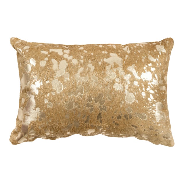 Beige & Gold Small Lumbar Pillow For Sale
