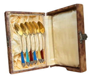Vintage Norwegian 925 Sterling Silver and Gold-Plated Demitasse Spoons by Nils Hansen, 1990, Set of 6