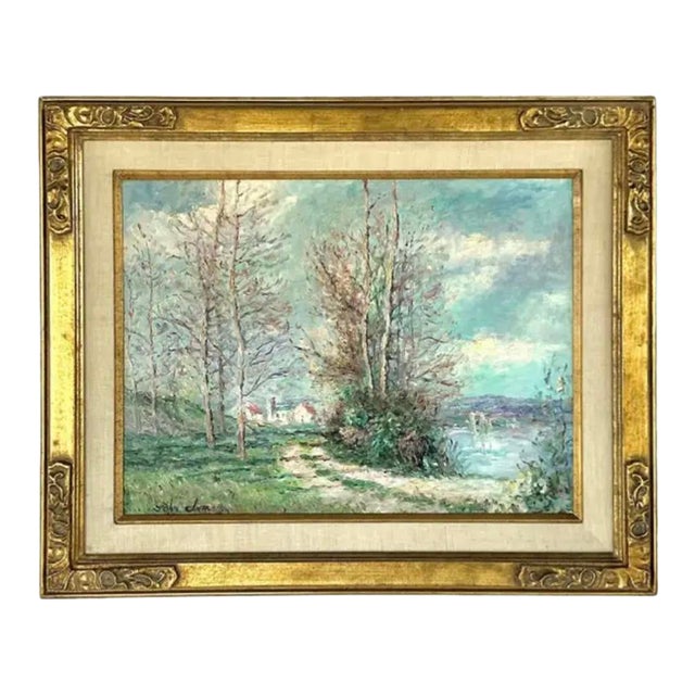 Impressionist Oil on Canvas Riverfront Painting by John Clymer (British, b.1932) For Sale