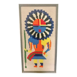 Mid Century Tribal Needle Point For Sale