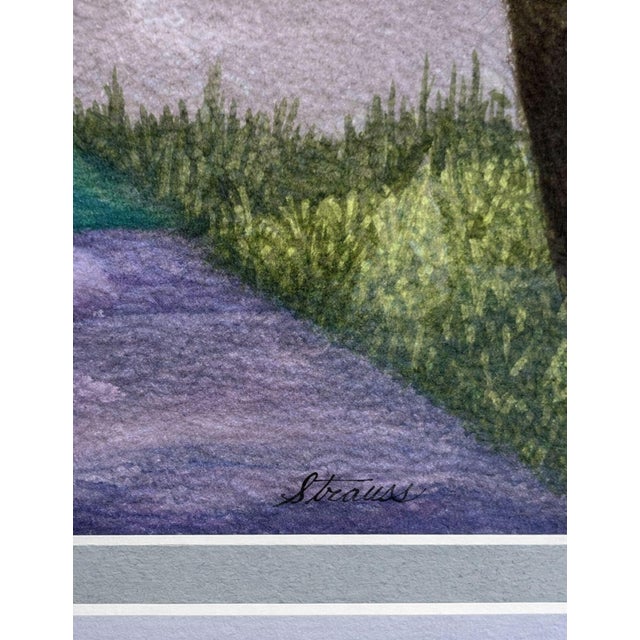 White 1990s Contemporary, Framed Mediterranean School Courtyard Scene, Signed Strauss For Sale - Image 8 of 9