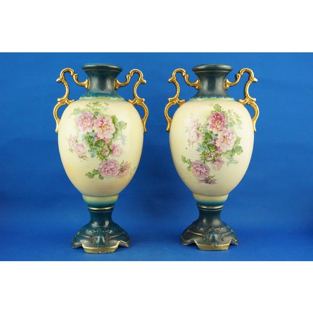 Antique English Ceramic Vases by Barbe for Royal Worcester, 1800s, Set of 2 For Sale - Image 5 of 18