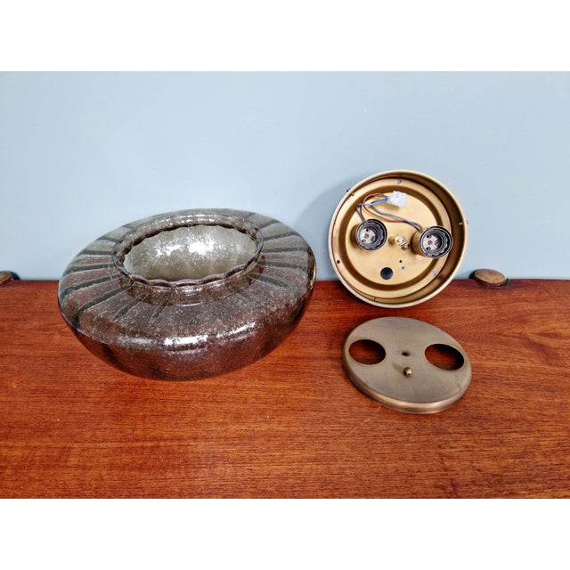 Space Age Ceiling Light in Bubbled Smoked Glass, 1970s For Sale - Image 10 of 13