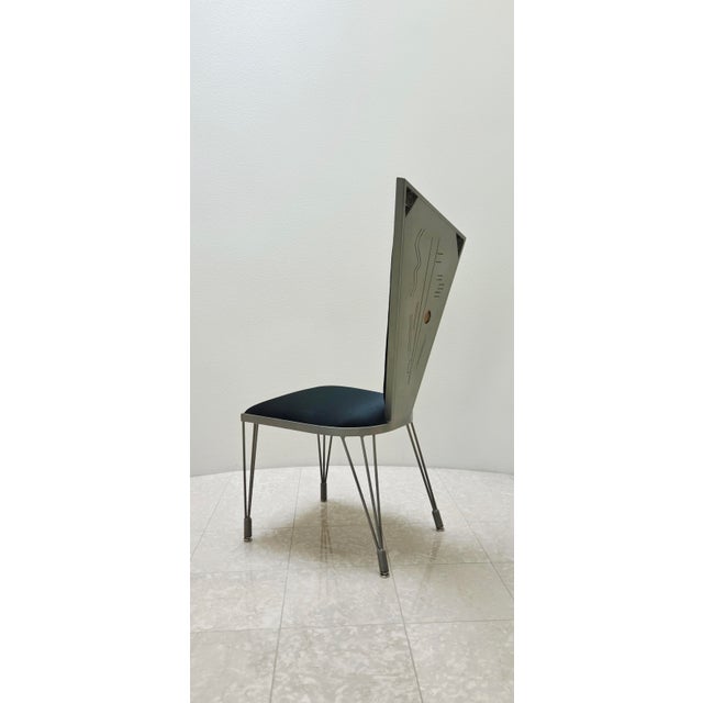 Memphis Inspired Artist-Made Steel and Textile Chair For Sale - Image 10 of 13