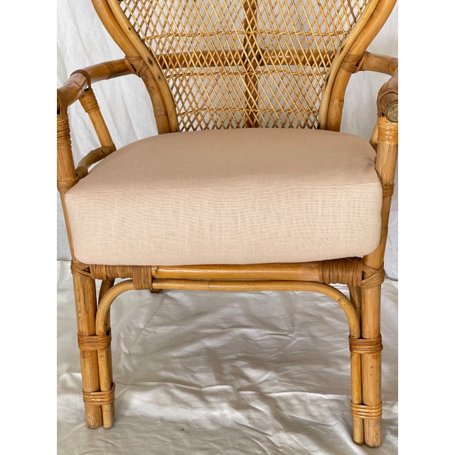 Pair Bamboo & Rattan Fan Back Arm Chairs For Sale - Image 18 of 18