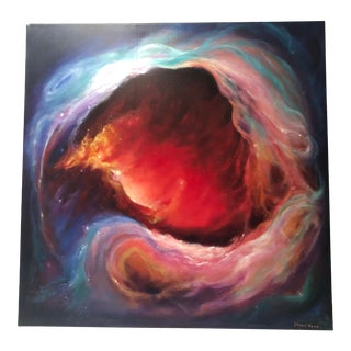"Red Nova Galaxy" Contemporary Celestial Acrylic Painting For Sale