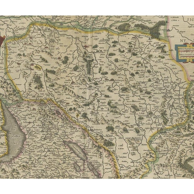 Antique Map of the Region of Franche-Comté by Janssonius, 1650 For Sale - Image 4 of 5