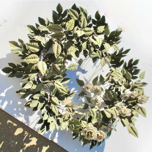 Vintage Tole Foilage Wreath Oak and Wild Rose Mid-Century For Sale In New York - Image 6 of 10