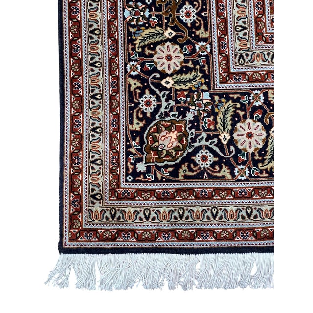 1980s Fine Persian Tabriz Mahi Fish Wool & Silk Rug 6’8” X 9’8” For Sale - Image 5 of 6