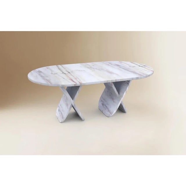 Balance Oval Table by Dovain Studio. Dimensions: H 79 x Ø 200 cm. Materials: Estremoz White Marble. Dovain Studio Creative...
