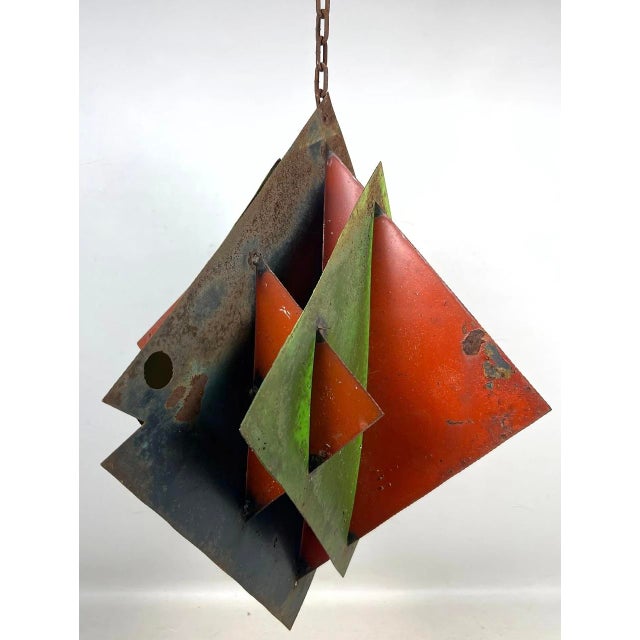 Mid Century Modern Kinetic Metal Hanging Fish Sculpture With Painted Enamel Fins For Sale In San Francisco - Image 6 of 9