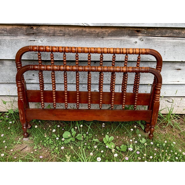 Mid 19th Century Antique Jenny Lind Spindle Bed-Headboard Footboard-Twin-Farmhouse-Wood-Cottage For Sale - Image 5 of 11