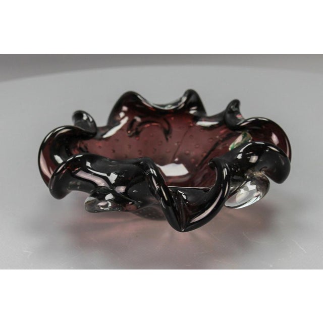 Mid-Century Dark Purple Murano Bubble Glass Bowl, Italy, 1960s For Sale - Image 11 of 17