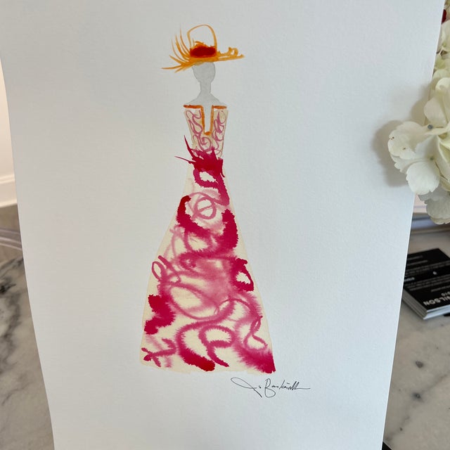Paper Ink Wash Fashion Dress by Jo Baskerville For Sale - Image 7 of 11