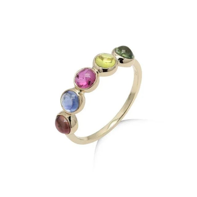 Rainbow Gemstone Half Eternity Stackable Band Size 7 For Sale - Image 4 of 5
