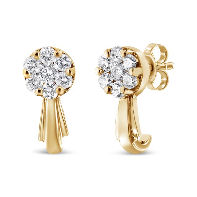 Adorn yourself with these petite and elegant 14k yellow gold floral drop and dangle earrings. These divine earrings are...