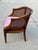 Vintage Mid-Century Modern Cane Barrel-Back Armchair | Hollywood Regency Neoclassical Revival | Tufted Pink Plaid Upholstery For Sale - Image 13 of 18