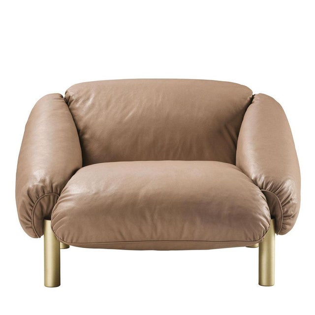 Flo Tan Leather Armchair by Lorenza Bozzoli For Sale - Image 4 of 4