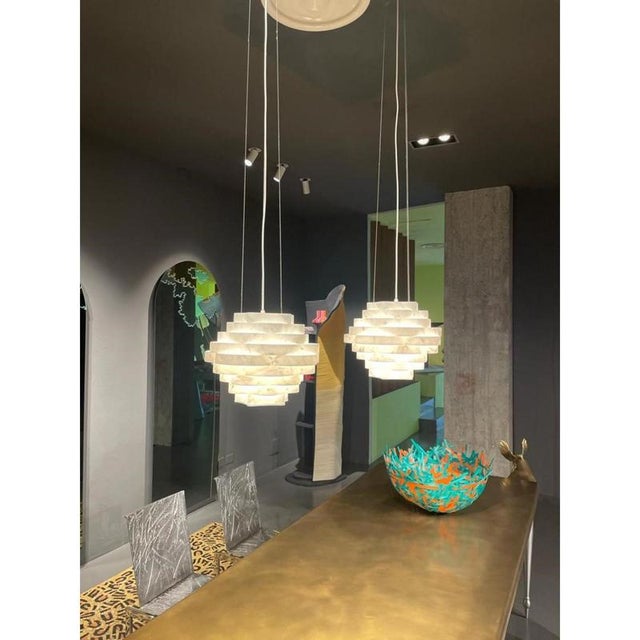 White Nest LN1 Decorative Hanging Lamp in White Carrara Marble by Bufalini Marmi For Sale - Image 8 of 14