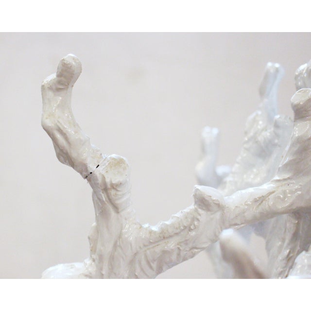 Mid-20th Century Italian Ceramic Faux Bois Blanc De Chine Glazed Lamp For Sale - Image 9 of 9