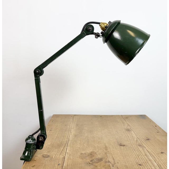 Industrial Green Enamel Adjustable Table Lamp, 1960s For Sale - Image 12 of 18