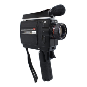 Mid 20th Century Elmo Super 8 Sound 350sl Macro Movie Camera With Telescoping Microphone and Original Kodak Film
