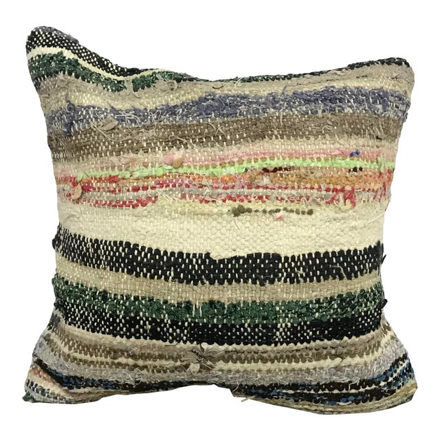 Turkish Distressed Striped Design Handmade Kilim Pillow Chairish