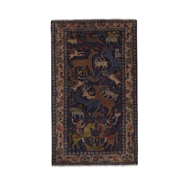 1970s Vintage Opal Blue Animal Garden Caucasian Rug For Sale - Image 12 of 12