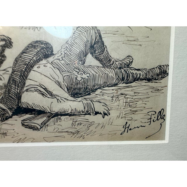 Drawing/Sketching Materials Original 19th Century Antique Henri Pille Military War Battle Pen Ink Drawing For Sale - Image 7 of 18