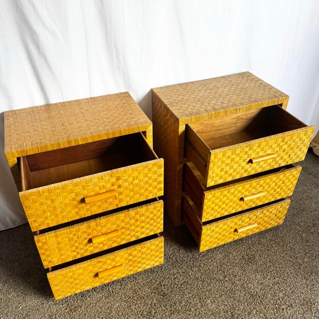2000 - 2009 Boho Chic Wicker Chests of Drawers - A Pair For Sale - Image 5 of 9