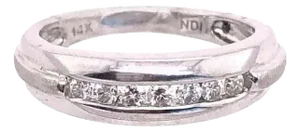 14 Karat White Gold and Diamond Wedding Band 0.21 Total Diamond Weight, Size 4.75