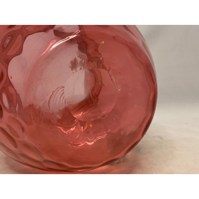Glass Antique Cranberry Glass Pitcher: Boston & Sandwich Spot-Optic with Rope Twist For Sale - Image 7 of 9