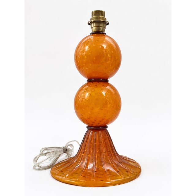 Mid-Century Modern Amber Murano Glass Table Lamp Base from Murano Glass Sommerso, 1970s For Sale - Image 9 of 9