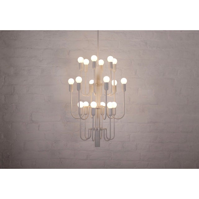 Mid-Century Modern Large White Candlestick Chandelier, 1970 For Sale - Image 3 of 6