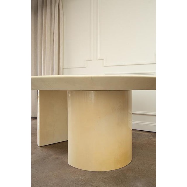 1980s Attributed to Karl Springer Knife Edge Goat Skin Dining Table For Sale - Image 10 of 16