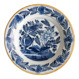 Antique 18th Century Dutch Delft Faience Floral Plate For Sale