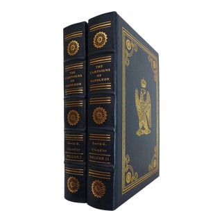 Late 20th Century Easton Press David G. Chandler's the Campaigns of Napoleon Blue Leather Volume Set- 2 Pieces For Sale