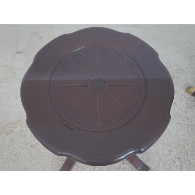 Wood Lexington Duncan Phyfe Mahogany Glass Top Dining Room Table For Sale - Image 7 of 12