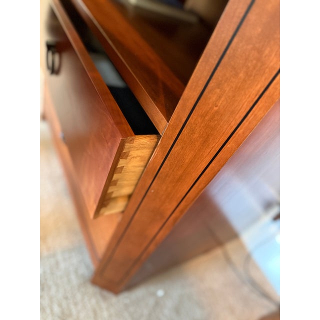 1990s Stickley 21st Century King Bed, Grainite Topped End Tables, Low Boy For Sale - Image 5 of 5